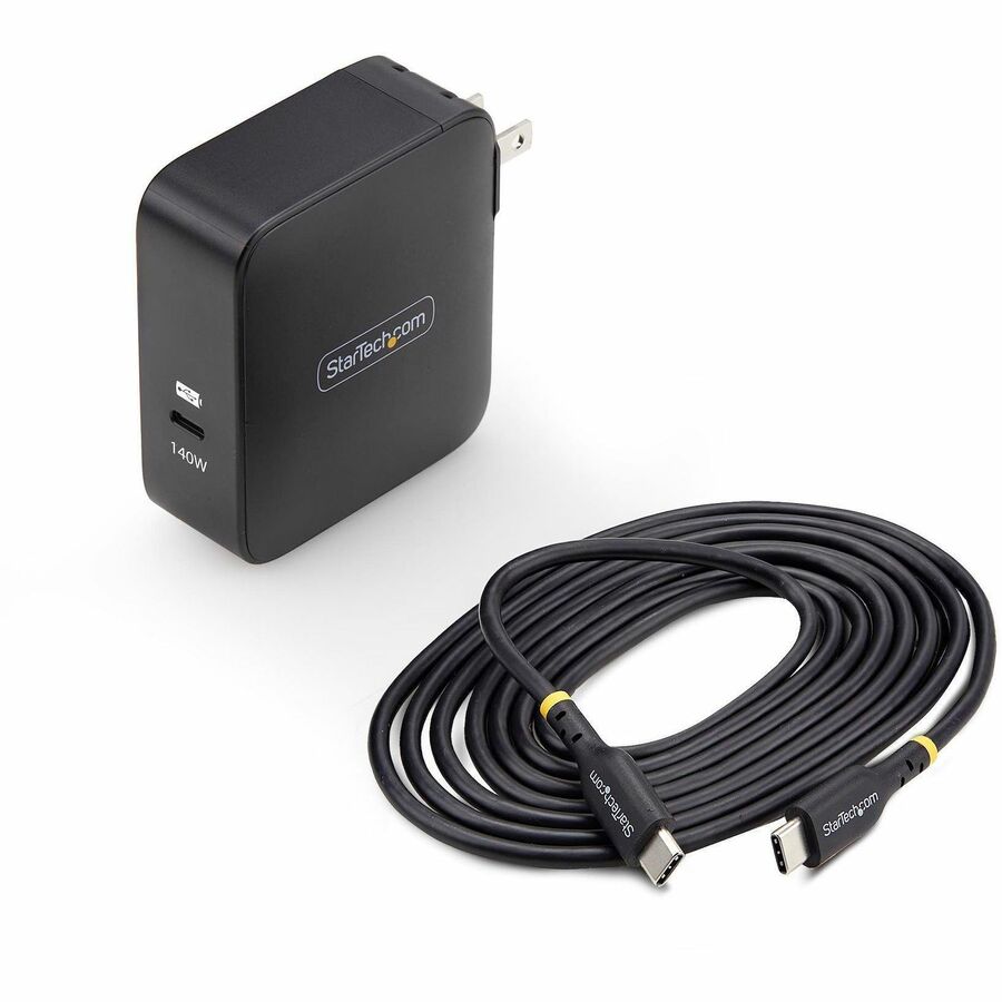 Chargeur mural USB-C 140 W StarTech.com, certifié USB-IF, adaptateur secteur de charge portable GaN PD 3.1, câble USB-C vers USB-C de 1,8 m 1014GCN-WALL-CHARGER