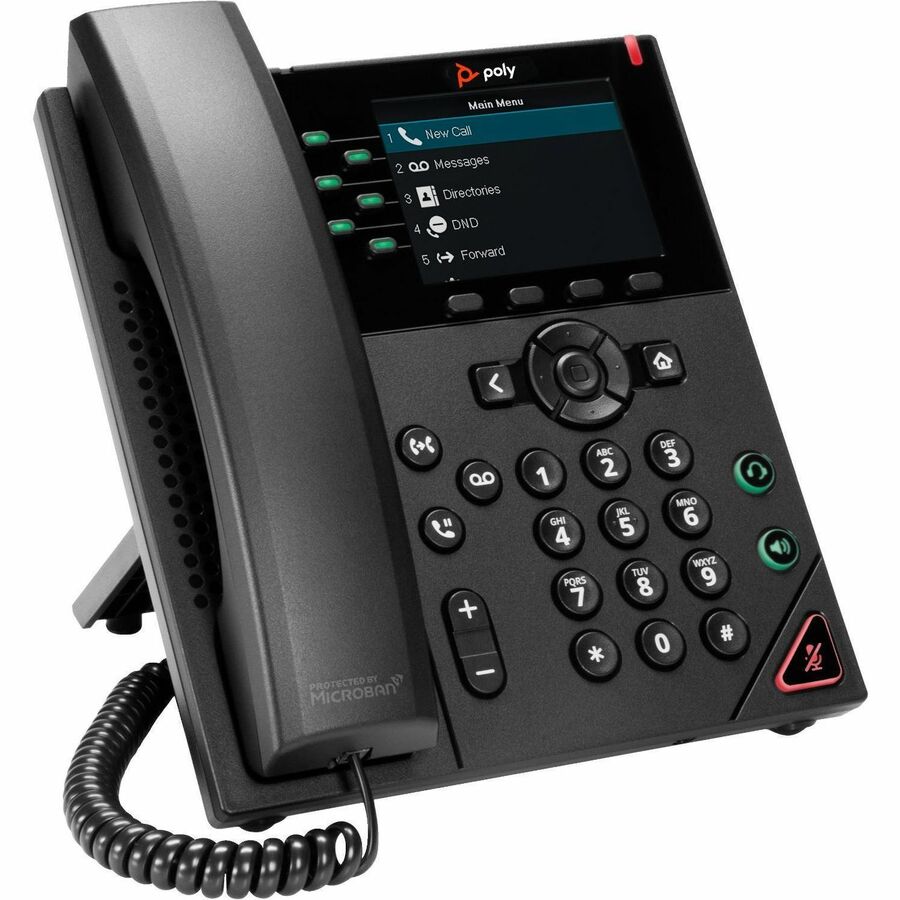 Téléphone IP Poly VVX 350 - Filaire - Filaire - Bureau, Montage mural - Noir - Conforme TAA 89B68AA