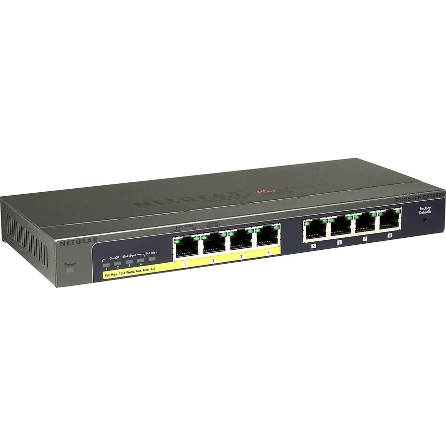 Commutateur Netgear ProSafe Plus Commutateur Gigabit Ethernet 8 ports avec PoE 4 ports GS108PE-300NAS