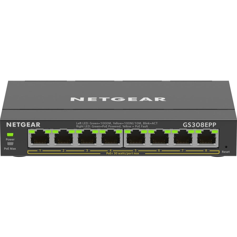 Commutateur Ethernet Gigabit PoE+ Smart Manageable Plus Netgear 8 ports GS308EPP-100NAS