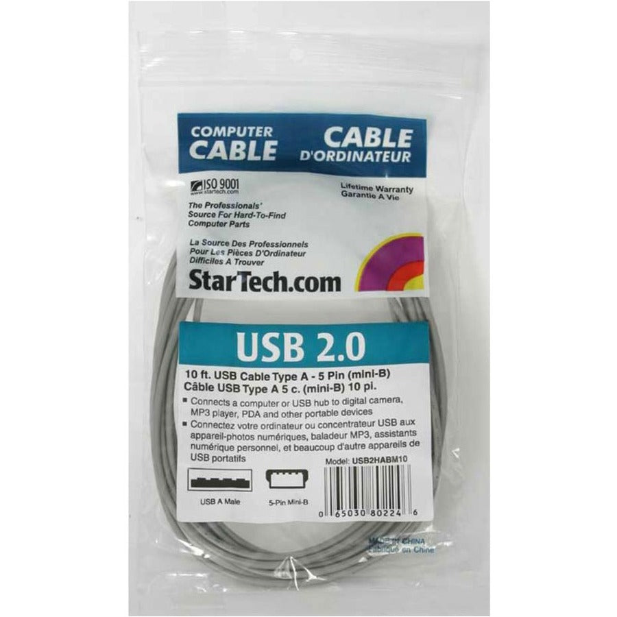 Câble USB 2.0 StarTech.com de 3 m - USB A vers Mini B USB2HABM10
