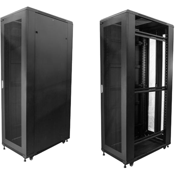StarTech.com Armoire de serveur 42U - Boîtier de rack d'équipement réseau informatique à 4 montants à profondeur réglable (15 à 92 cm) avec roulettes - 907 kg (RK4236BKB) RK4236BKB