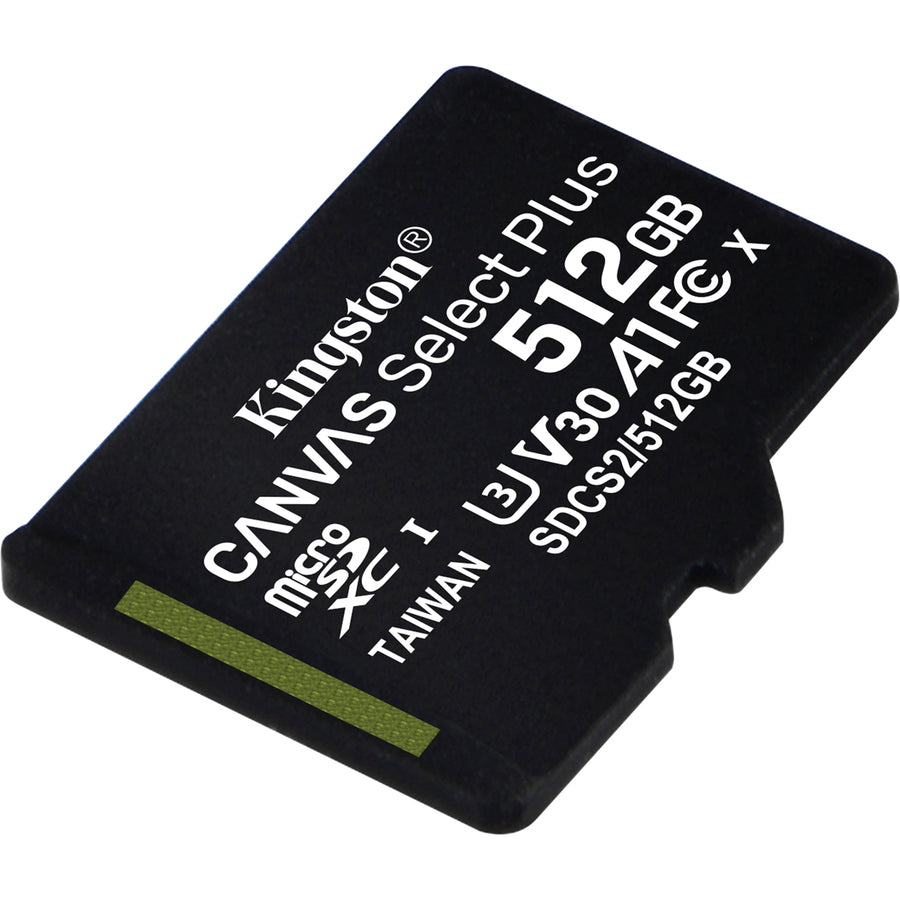 Carte microSDXC Kingston Canvas Select Plus 512 Go Classe 10/UHS-I (U3) - 1 paquet SDCS2/512GBSP
