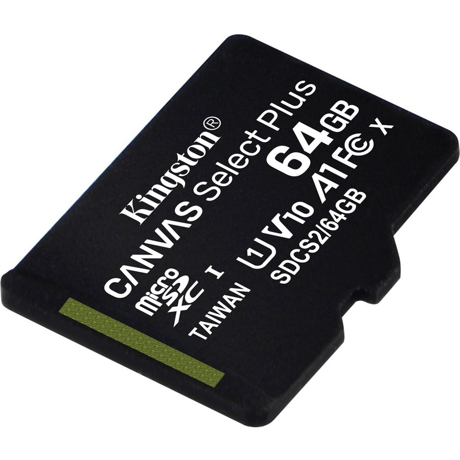 Kingston Canvas Select Plus 64 Go Classe 10/UHS-I (U1) microSDXC - 1 Pack SDCS2/64GBSP
