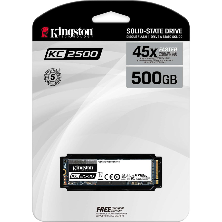 Kingston KC2500 500 GB Solid State Drive - M.2 2280 Internal - PCI Express NVMe (PCI Express NVMe 3.0 x4) SKC2500M8/500G