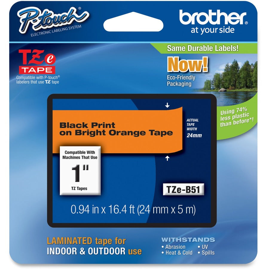 Brother P-touch TZe 1" Laminated Lettering Tape TZE-B51