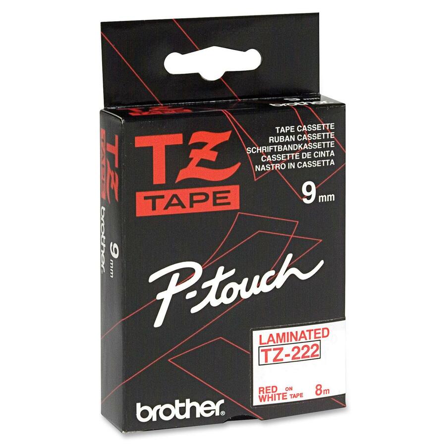 Brother TZe Red on White Label Tape TZE222