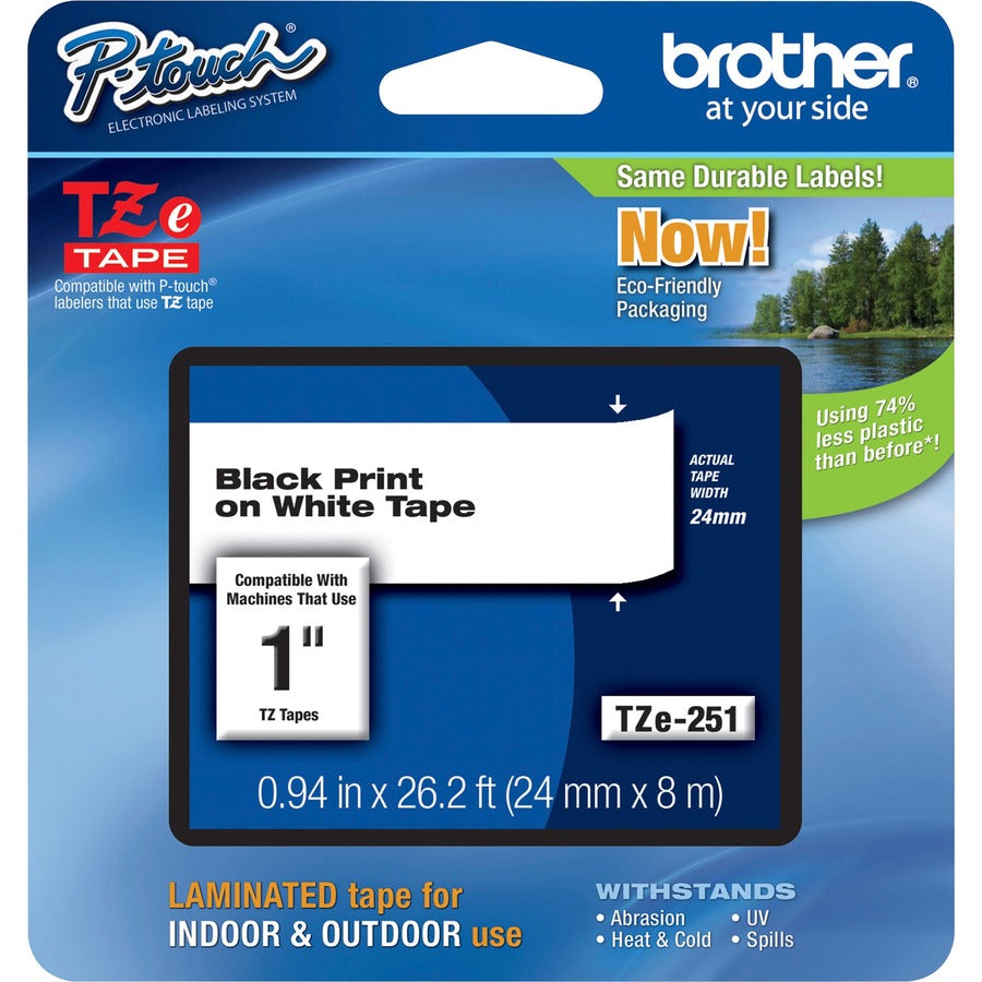Brother P-touch TZe 1" Laminated Tape Cartridge TZE251