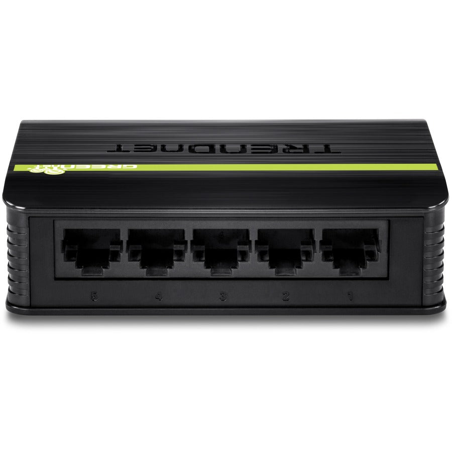 Commutateur de bureau en plastique Ethernet GREENnet 10/100 Mbps non géré à 5 ports TRENDnet ; 5 ports 10/100 Mbps ; capacité de commutation de 1 Gbit/s ; TE100-S5 TE100-S5