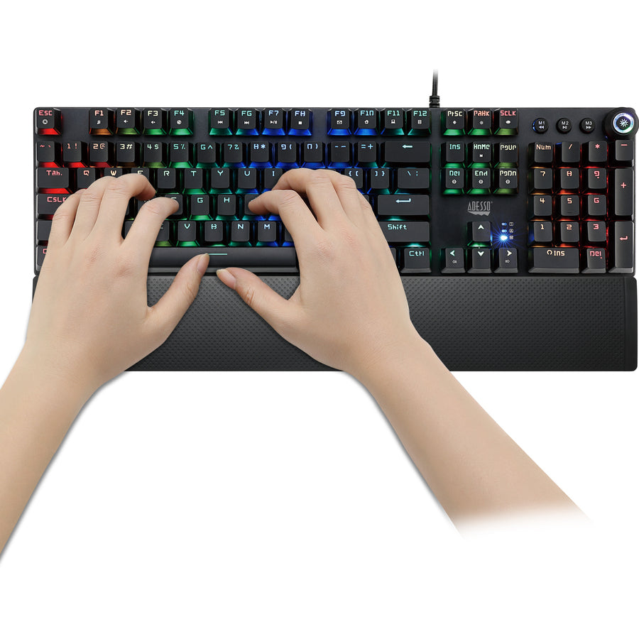 Clavier de jeu mécanique programmable Adesso RGB avec repose-poignet magnétique amovible AKB-650EB