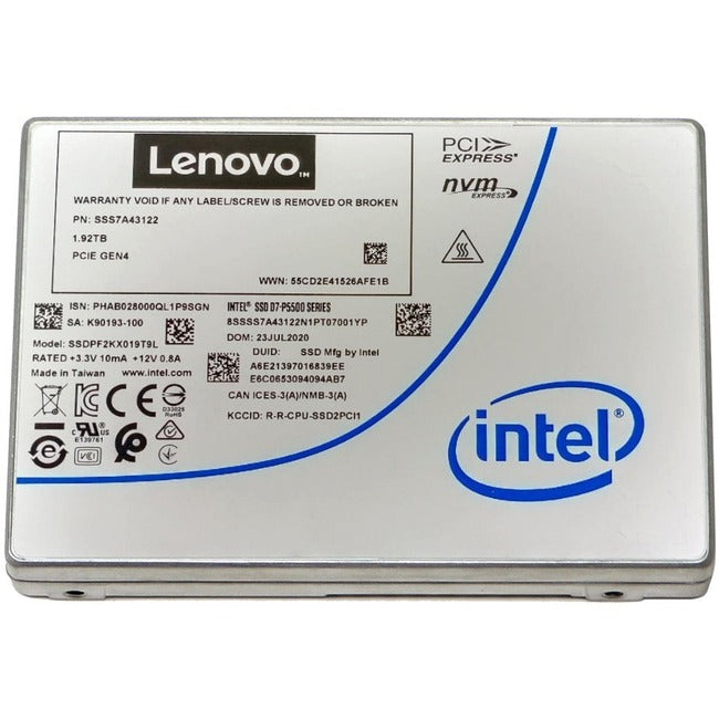 Disque SSD Lenovo D7-P5500 1,92 To - 2,5" interne - U.2 (PCI Express NVMe 4.0 x4) - Lecture intensive 4XB7A71355