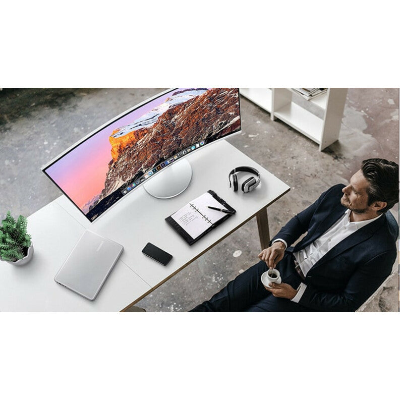 Moniteur LCD LED Quantum Dot incurvé double Full HD (DFHD) Samsung C34J791WTN 34" - 21:9 - Argent, blanc LC34J791WTNXZA