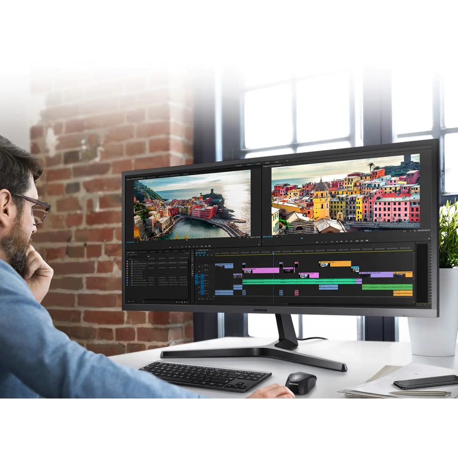 Moniteur LCD LED UW-QHD 34,1" Samsung S34J552WQN - 21:9 - Gris bleu foncé LS34J552WQNXZA