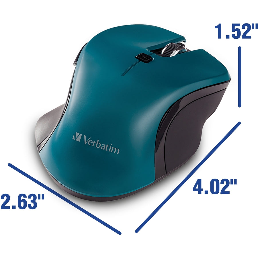 Souris sans fil Verbatim USB-C™ à LED bleue - Bleu sarcelle 70247