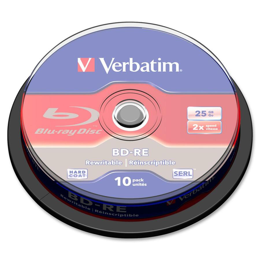 Verbatim BD-RE 25 Go 2X avec surface de marque - Boîte de 10 disques 43694