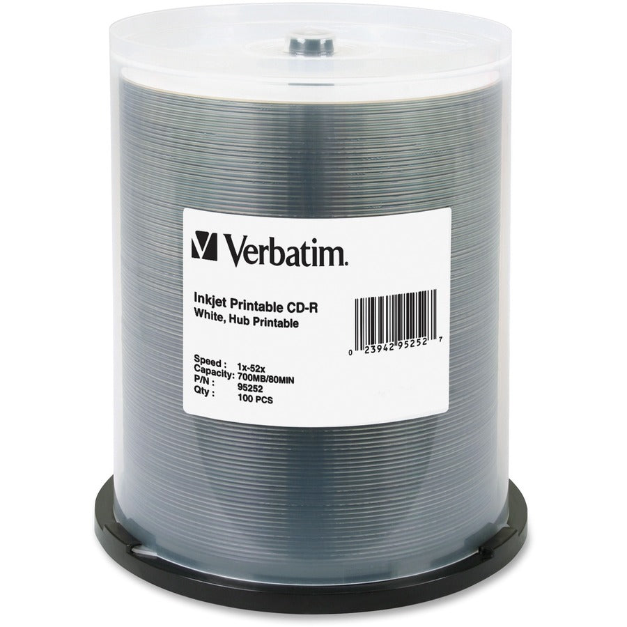 Support enregistrable sur CD Verbatim 95252 - CD-R - 52x - 700 Mo - Paquet de 100 Spindle 95252