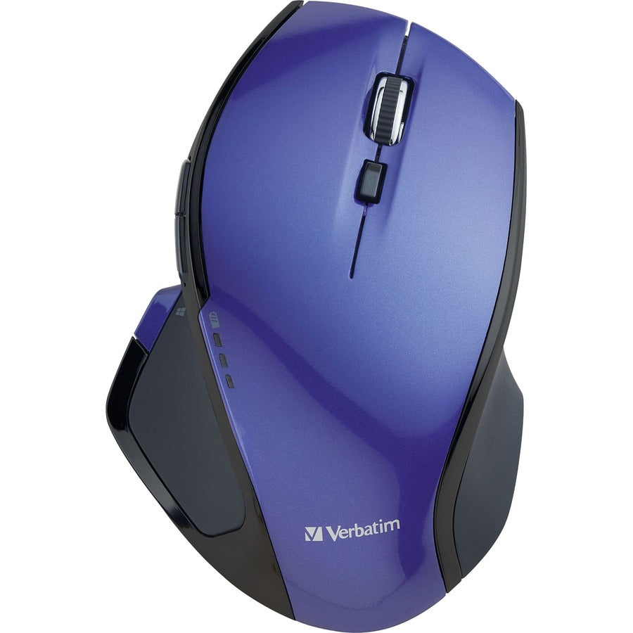 Souris de bureau sans fil Verbatim Deluxe à 8 boutons avec LED bleue - Violet 99020