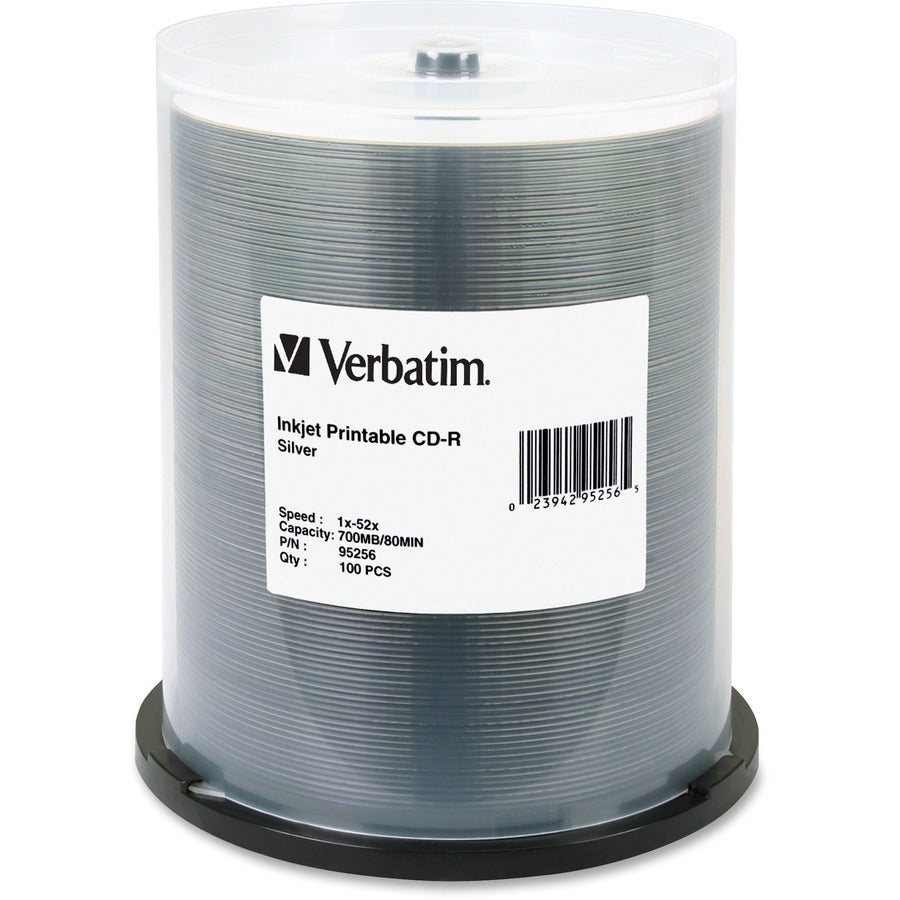 Support enregistrable sur CD Verbatim 95256 - CD-R - 52x - 700 Mo - Paquet de 100 Spindle 95256