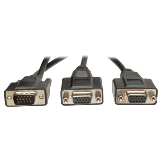 Tripp Lite 1ft VGA Monitor Y Splitter Cable High Resolution HD15 M/2xF 1' P516-001-HR
