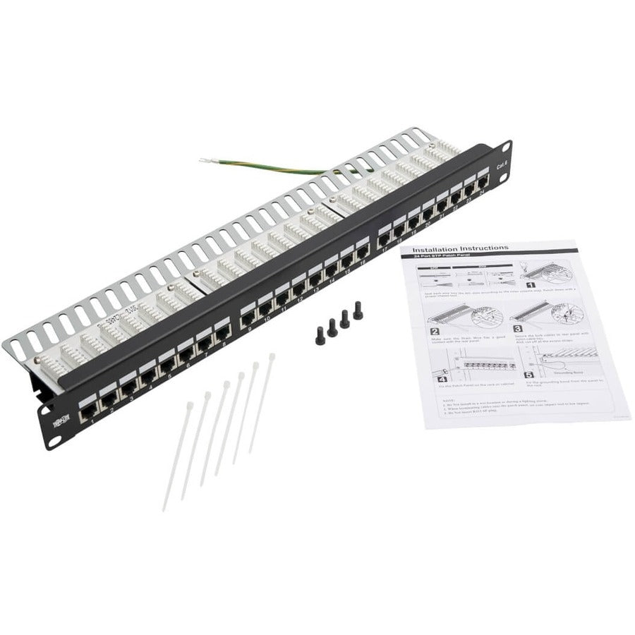 Panneau de brassage Cat6 24 ports Tripp Lite par Eaton N252-024-SH-K, 1U N252-024-SH-K