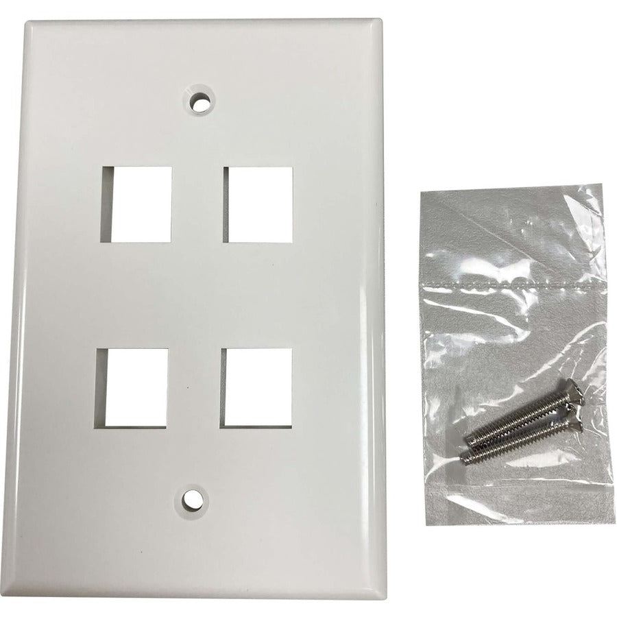 Tripp Lite by Eaton Safe-IT 4-Port Single-Gang Keystone Wall Plate, Antibacterial, Ivory Gloss, TAA N042AB-004-IVG