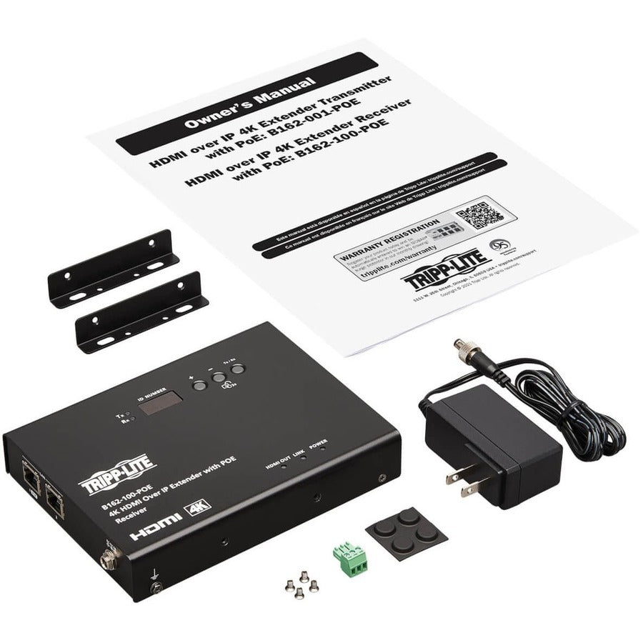 Émetteur d'extension HDMI sur IP Tripp Lite par Eaton - 4K, 4:4:4, PoE, 100 m (328 pi) B162-001-POE