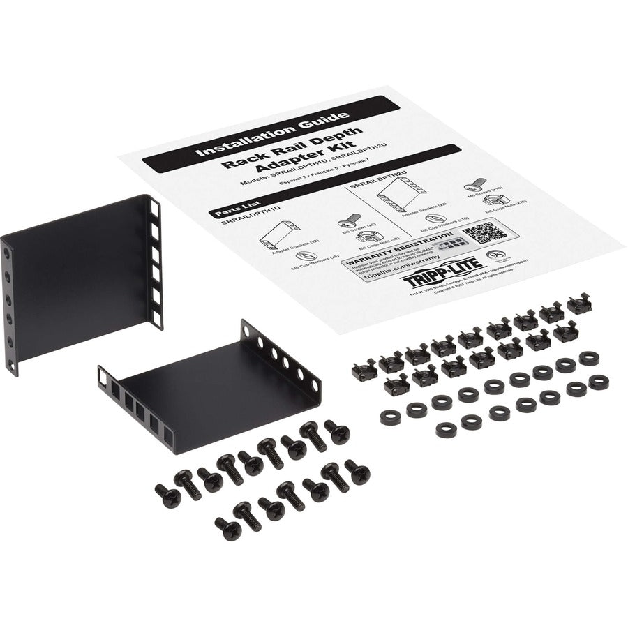 Kit de rails de montage Tripp Lite by Eaton SmartRack SRRAILDPTH2U pour serveur en rack, équipement en rack, boîtier - Noir SRRAILDPTH2U
