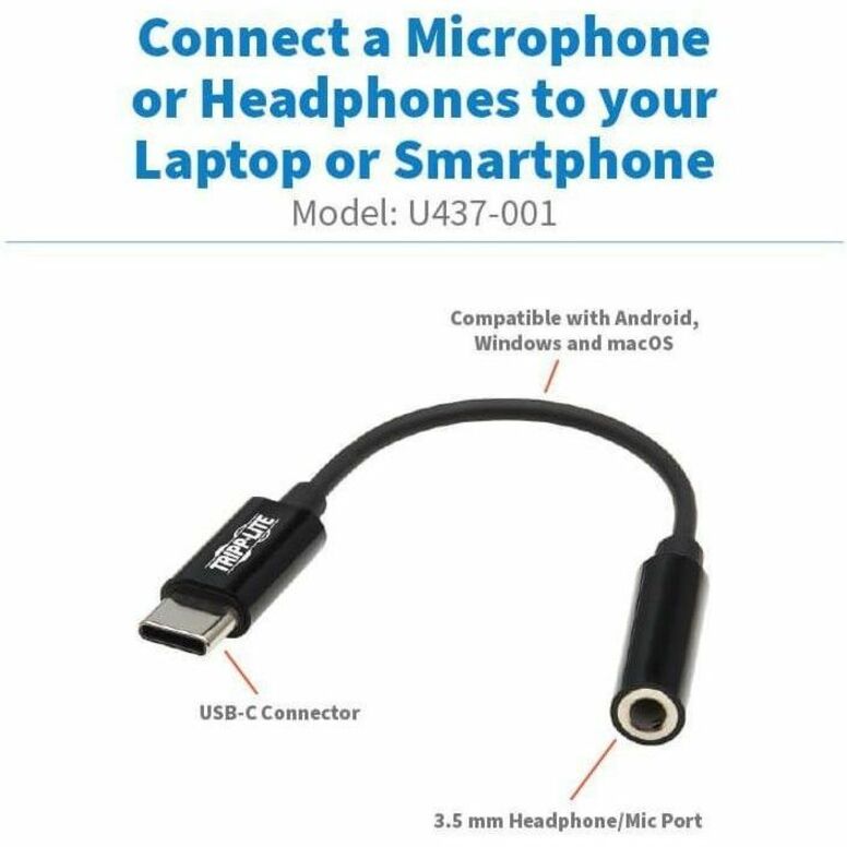Adaptateur USB-C vers prise casque 3,5 mm Tripp Lite par Eaton U437-001