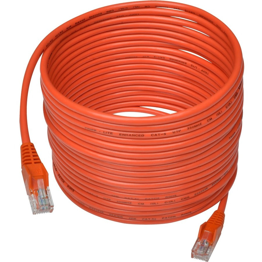 Câble de raccordement UTP moulé anti-accroc Cat5e 350 MHz Tripp Lite par Eaton (RJ45 M/M), orange, 25 pi N001-025-OR