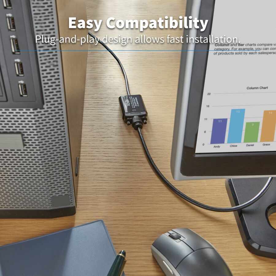 Adaptateur DisplayPort vers VGA Tripp Lite 6 pouces Convertisseur actif DP vers VGA M/F DPort 1.2 6" P134-06N-VGA-V2