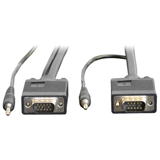 Câble coaxial pour moniteur SVGA/VGA de 15 pieds de Tripp Lite avec audio et RVB haute résolution HD15 3,5 mm M/M 15' P504-015