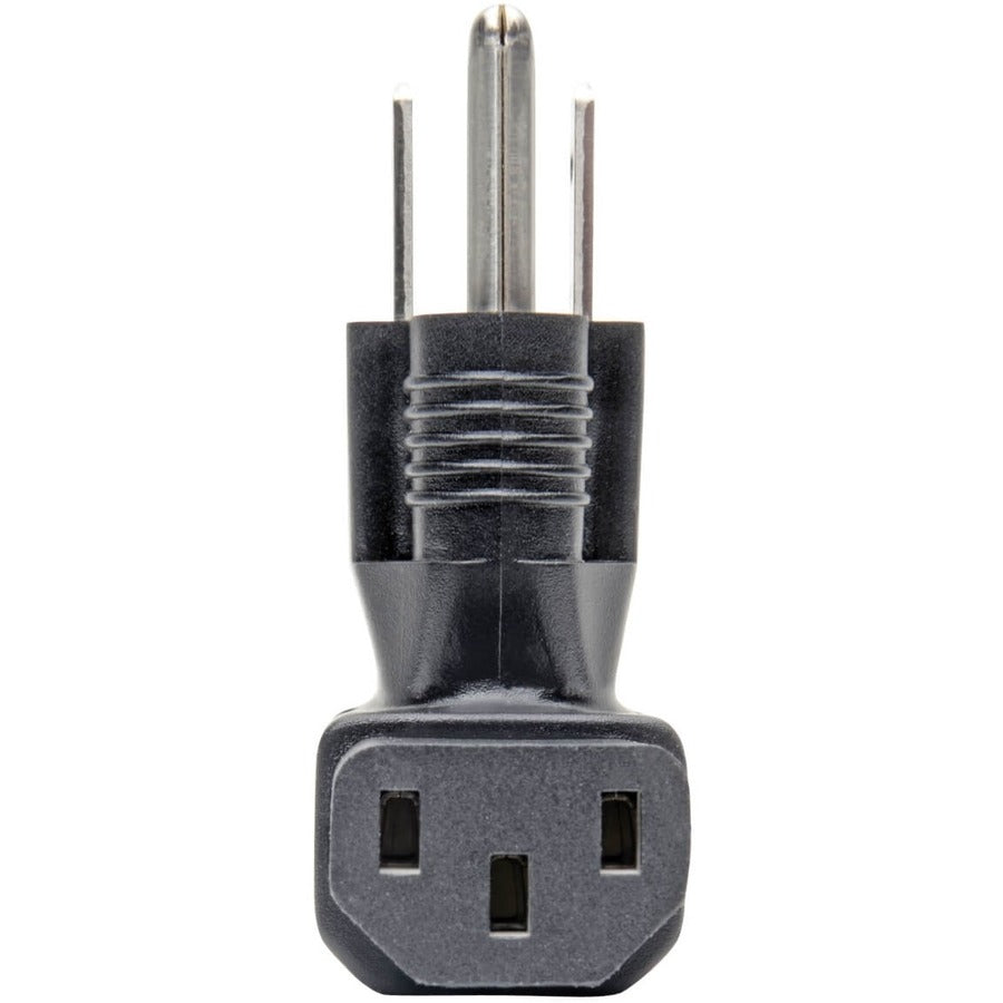 Adaptateur de cordon d'alimentation coudé vers le bas NEMA 5-15P vers C13 de Tripp Lite par Eaton - 10 A, 125 V, noir P006-000-DA
