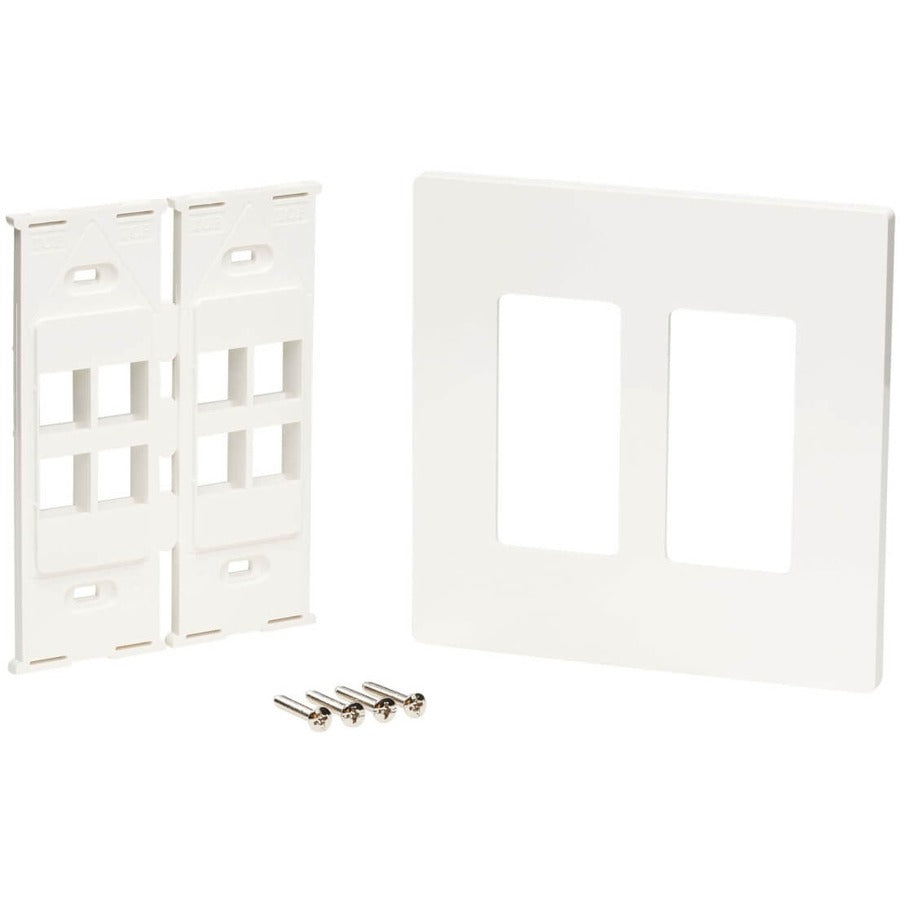 Plaque frontale double à 8 ports Keystone de Tripp Lite par Eaton, blanche, TAA N080-208
