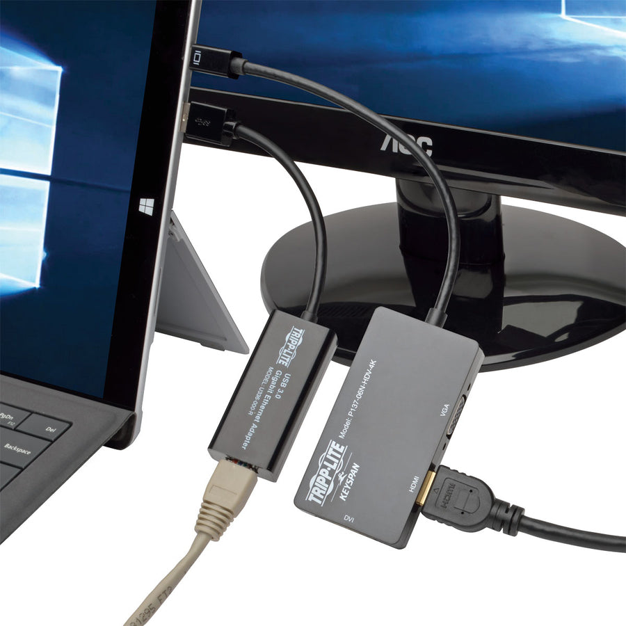 Kit d'accessoires 2 en 1 vidéo et Ethernet 4K Tripp Lite par Eaton pour Microsoft Surface et Surface Pro P137-GHDV-V2-K