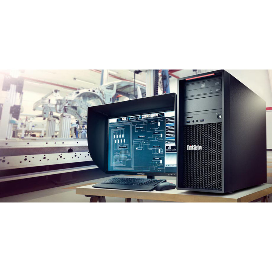 Lenovo ThinkStation P310 30AT000DUS Workstation - 1 x Intel Core i3 Dual-core (2 Core) i3-6100 6th Gen 3.70 GHz - 4 GB DDR4 SDRAM RAM - 1 TB HDD - Tower - Raven Black 30AT000DUS