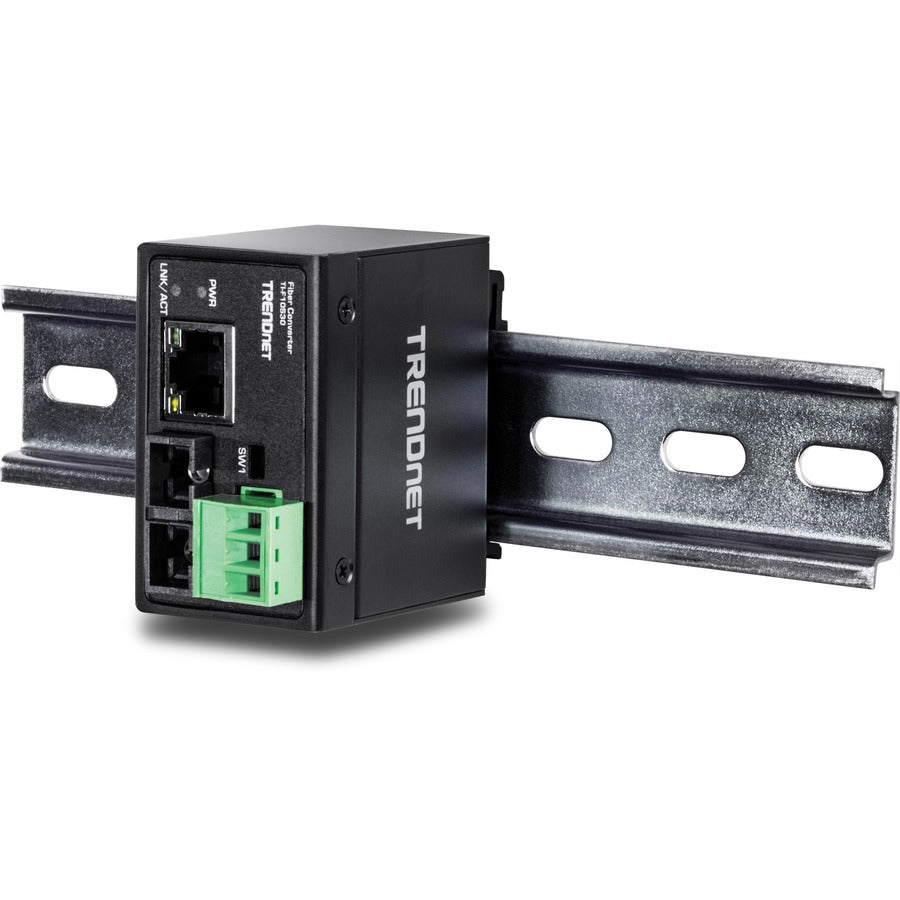 Convertisseur de fibre optique monomode 100Base-FX industriel renforcé TRENDnet ; (30 km ; 18,6 miles) ; boîtier IP40 ; TI-F10S30 TI-F10S30