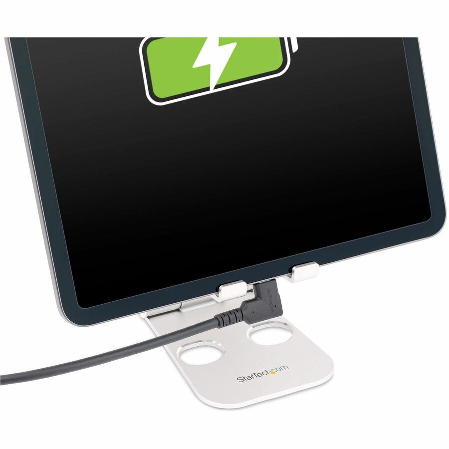 StarTech.com Câble USB-C robuste à angle droit de 2 m, USB 3.2 Gen 1 (5 Gbit/s), câble de transfert de données USB C vers C, 100 W PD, 4K 60 Hz, câble USB-C à 90 degrés RUSB315CC2MBR