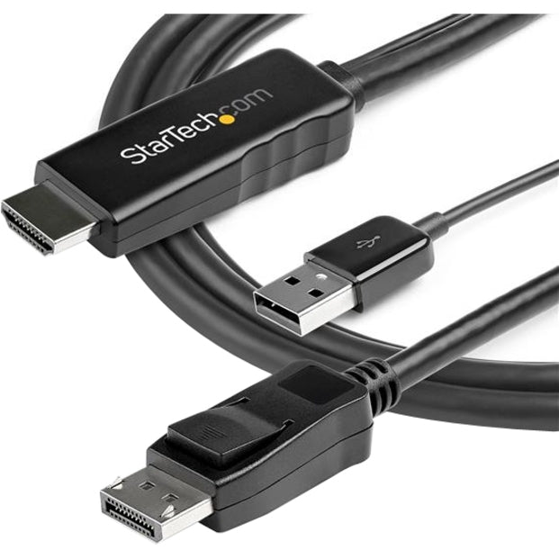 StarTech.com Câble HDMI vers DisplayPort 4K 30 Hz de 2 m (6 pi) - Câble adaptateur HDMI 1.4 vers DP 1.2 actif avec audio - Convertisseur vidéo alimenté par USB HD2DPMM2M