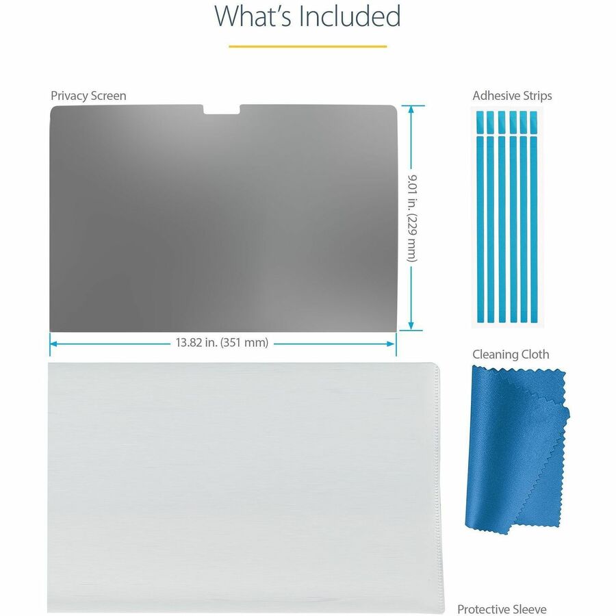 StarTech.com Écran de confidentialité pour ordinateur portable MacBook Pro 16 pouces 21/23 pouces, filtre de confidentialité antireflet avec réduction de la lumière bleue de 51 %, côtés mats/brillants 16M21-PRIVACY-SCREEN