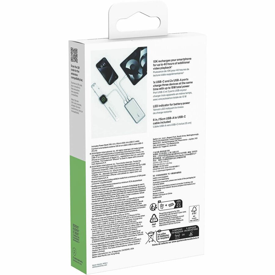 Batterie externe Belkin BoostCharge 10000 mAh BPB011BTSL