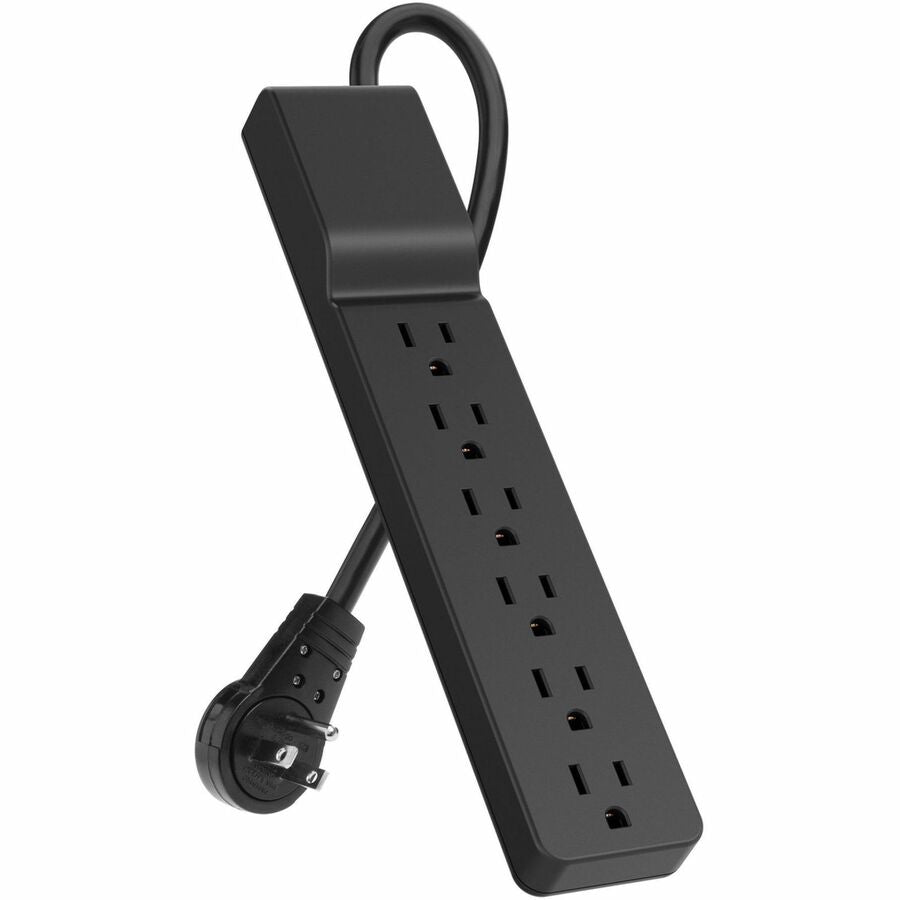 Parasurtenseur Belkin à 6 prises - Cordon de 6 pieds - Fiche rotative - 600 joules - Noir BSE600-06BLK-WM