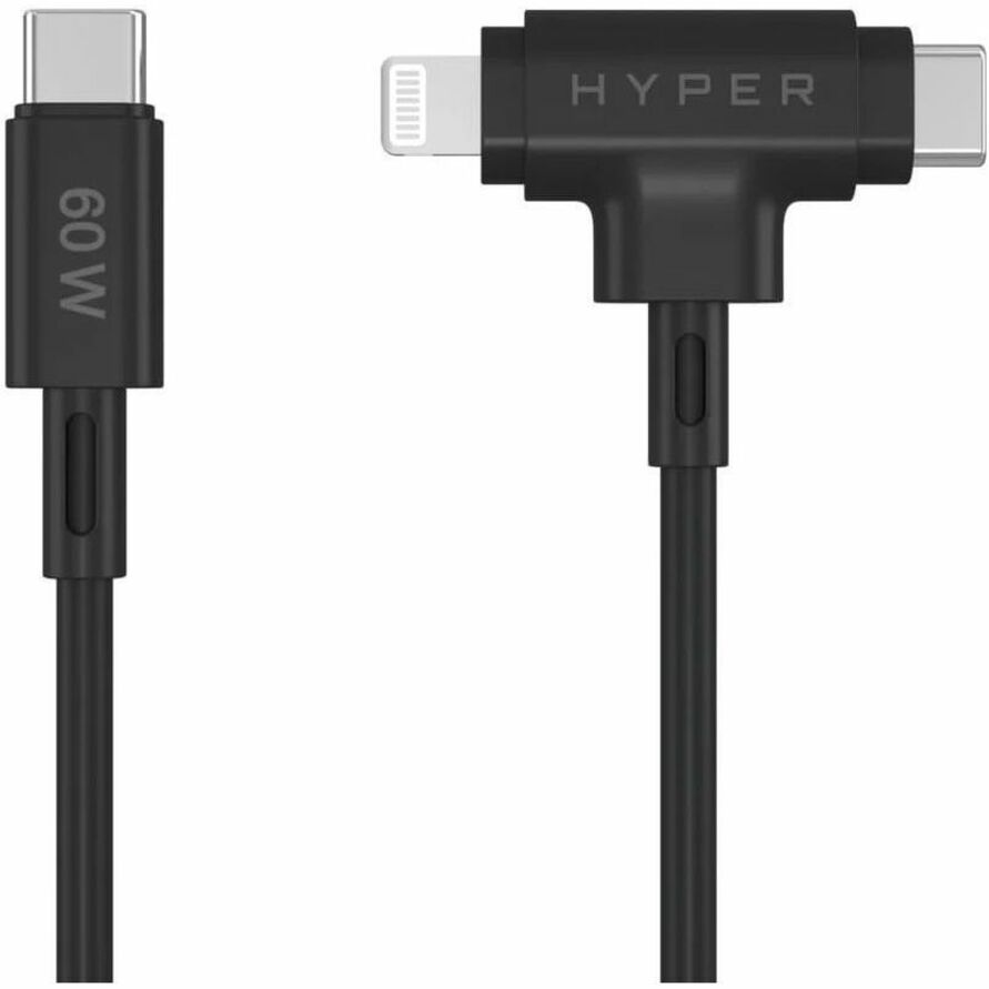 Câble hybride en silicone USB-C et Lightning Targus HyperJuice (1,5 m/5 pi) - Noir HJ4010BKGL