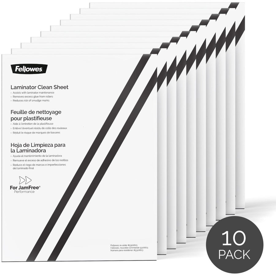 Feuilles de nettoyage pour plastifieuse Fellowes, lot de 10, 5320603