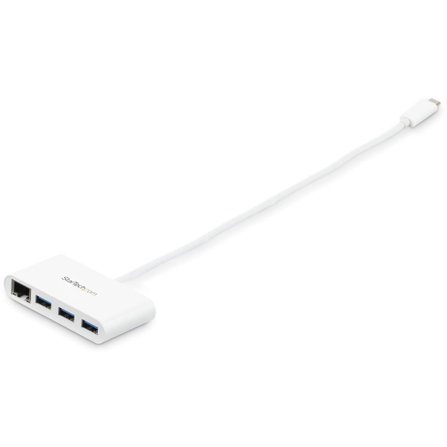 StarTech.com Hub USB C 3 ports avec Gigabit Ethernet - USB-C vers 3x USB-A - USB 3.0 - Blanc - Hub USB avec GbE - Adaptateur USB-C vers USB - Hub USB Type C HB30C3A1GEA