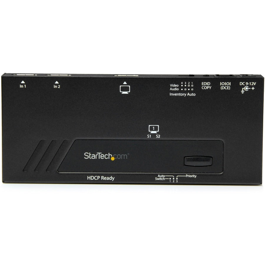 StarTech.com Commutateur vidéo automatique HDMI à 2 ports - Commutateur HDMI 4K 2x1 avec commutation rapide, détection automatique et contrôle série VS221HD4KA