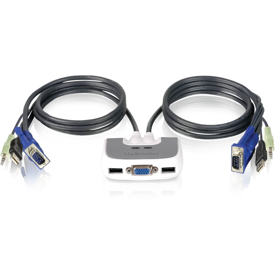 Commutateur KVM USB PLUS 2 ports IOGEAR avec câbles intégrés et prise en charge audio GCS632U