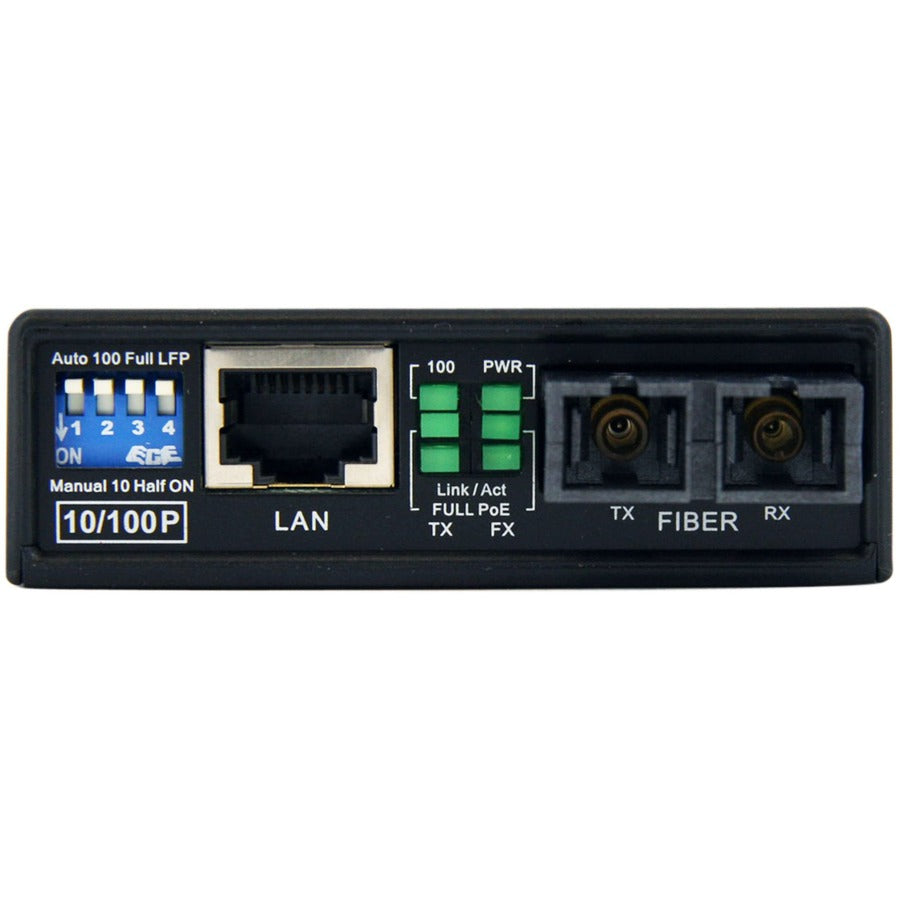Convertisseur de média fibre optique vers Ethernet multimode 10/100 SC 2 km avec PoE MCM110SC2P de StarTech.com