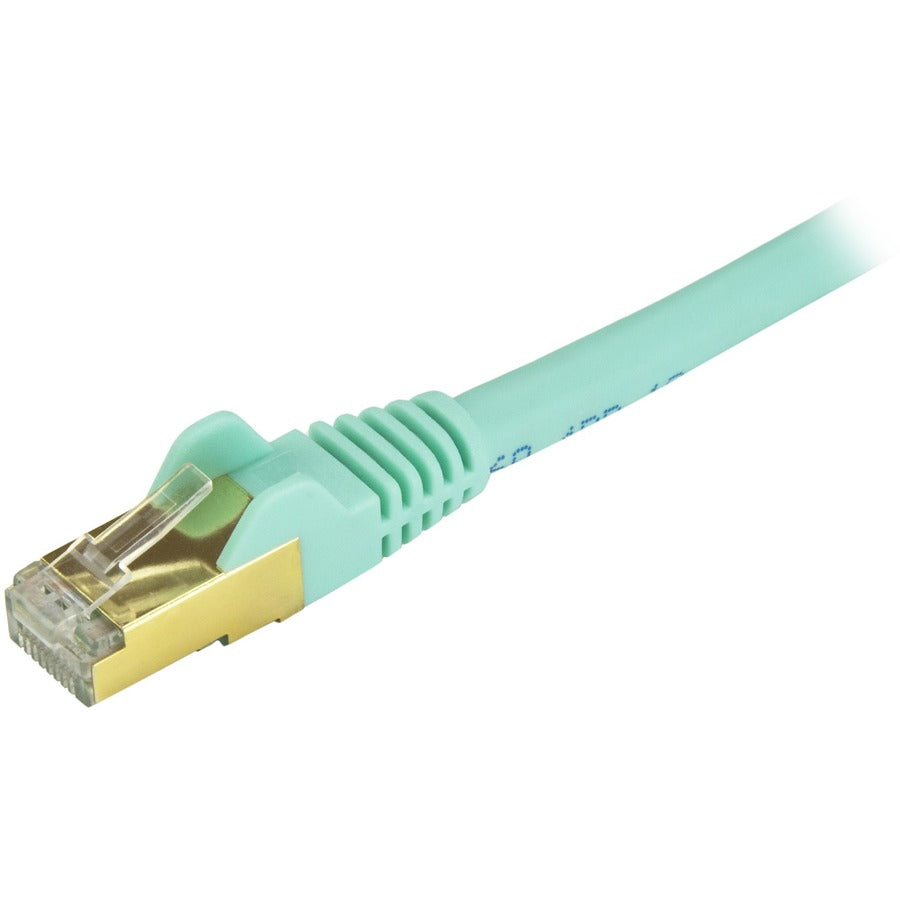 Câble Ethernet CAT6a StarTech.com de 3,7 m - Cordon de raccordement PoE 10 Gigabit catégorie 6a blindé sans accroc 100 W - Câblage certifié UL/TIA 10 GbE Aqua C6ASPAT12AQ