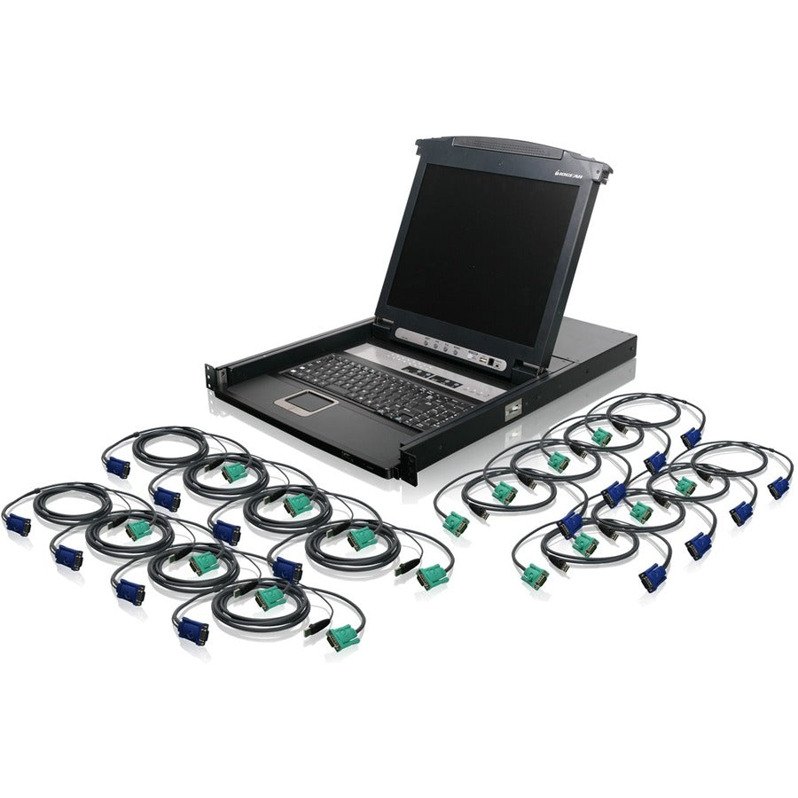 Commutateur KVM combiné LCD 16 ports IOGEAR avec câbles KVM USB GCL1816KITU
