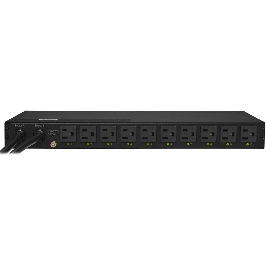 PDU ATS commuté CyberPower PDU15SW10ATNET 120 V 15 A 1U 10 prises (2) 5-15P PDU15SW10ATNET
